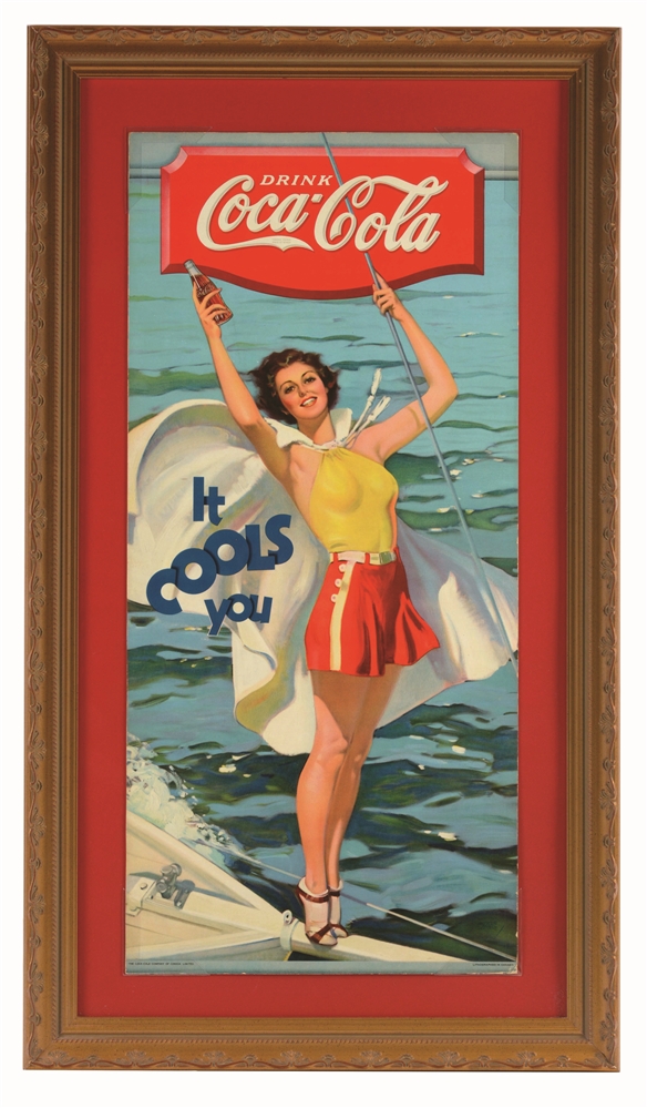 STUNNING 1936 TALL VERTICAL COCA-COLA POSTER.