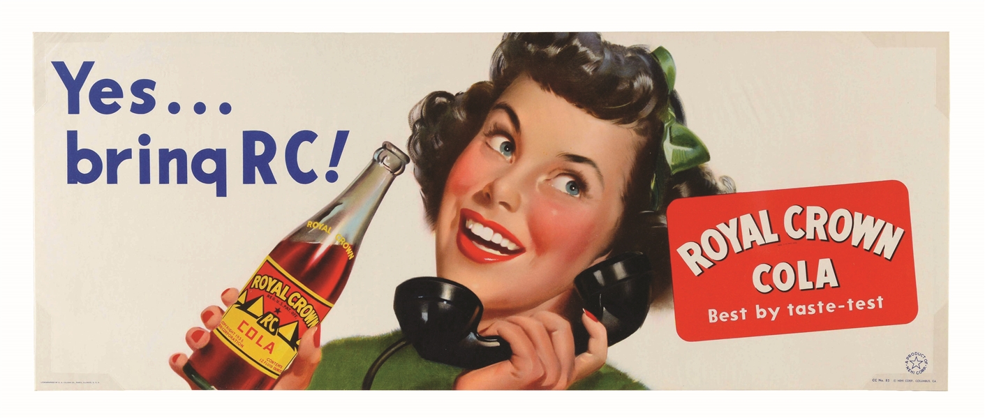 1950S ROYAL CROWN POSTER WITH GIRL ON PHONE.