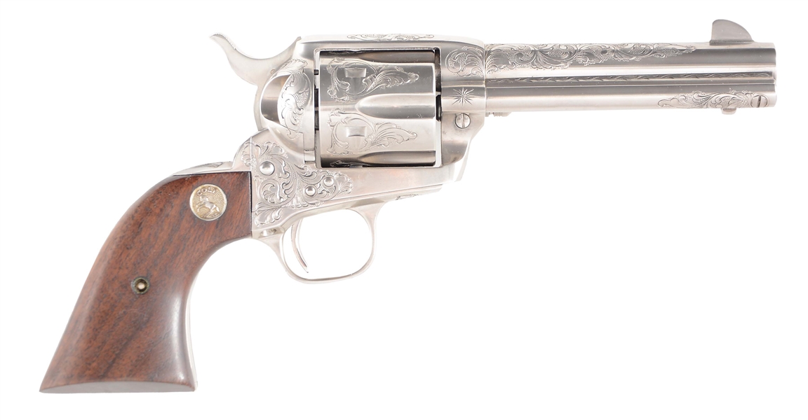 (M) BOXED HELFRICHT STYLE ENGRAVED COLT SINGLE ACTION ARMY .45 REVOLVER.