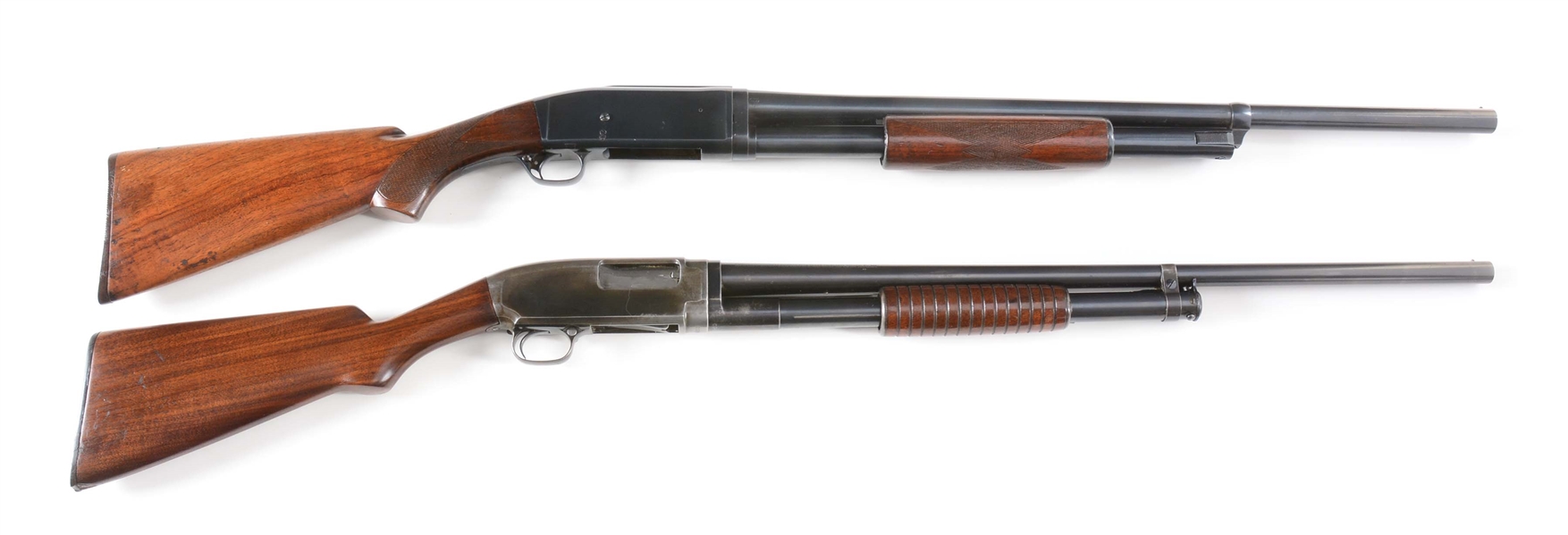 (C) LOT OF TWO: TWO CLASSIC PRE-WAR SLIDE ACTION SHOTGUNS, ONE REMINGTON AND ONE WINCHESTER.
