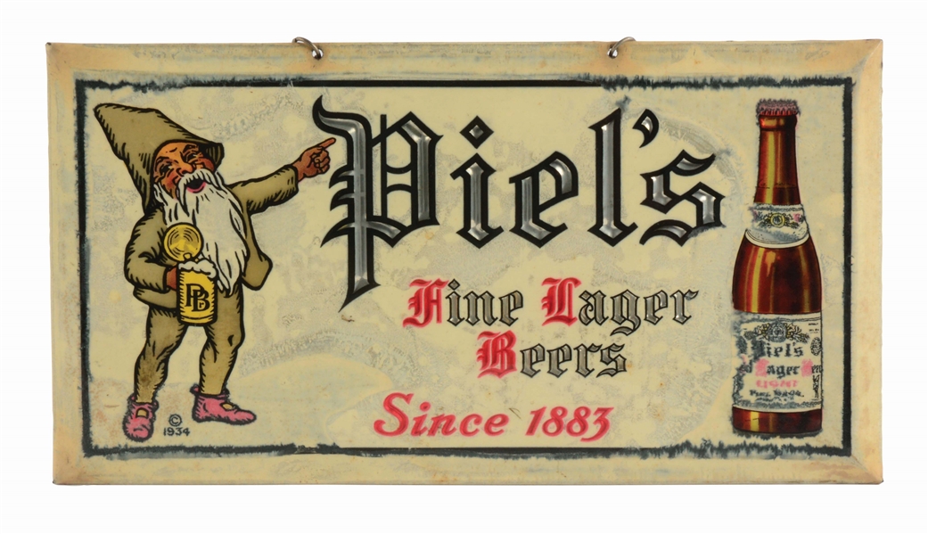 PIELS BEER CELLULOID ADVERTISING SIGN.