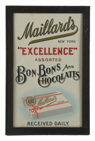 MAILLARDS BON-BONS & CHOCOLATES PAPER ADVERTISING SIGN.