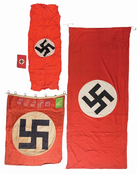 LOT OF 4: THIRD REICH POLITICAL FLAGS.
