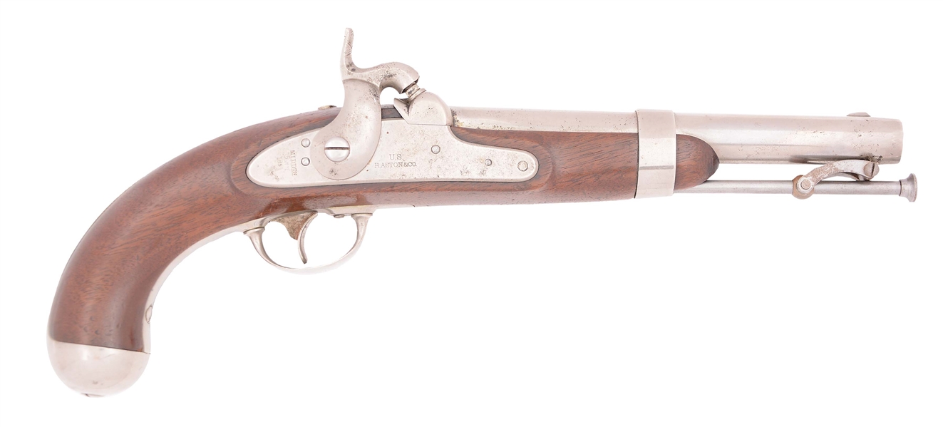 (A) A US MODEL 1842 PERCUSSION SINGLE SHOT MARTIAL PISTOL BY H. ASTON, DATED 1851.