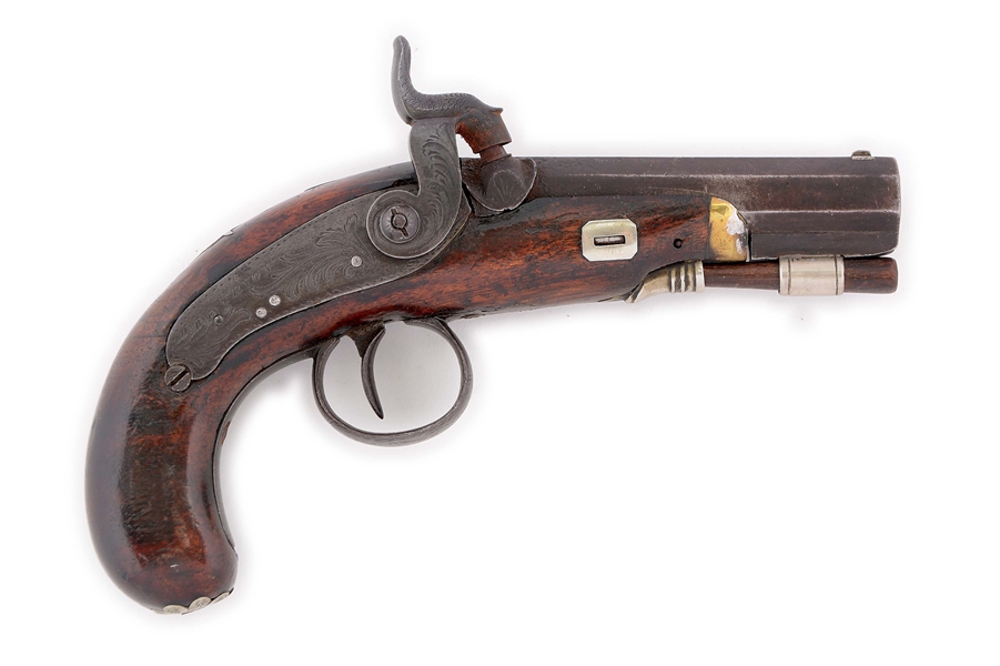 (A) RARE CONFEDERATE AGENT MARKED DERINGER STYLE PISTOL BY TRYON, PHILADELPHIA, FOR HYDE & GOODRICH, NO. CIRCA 1850.