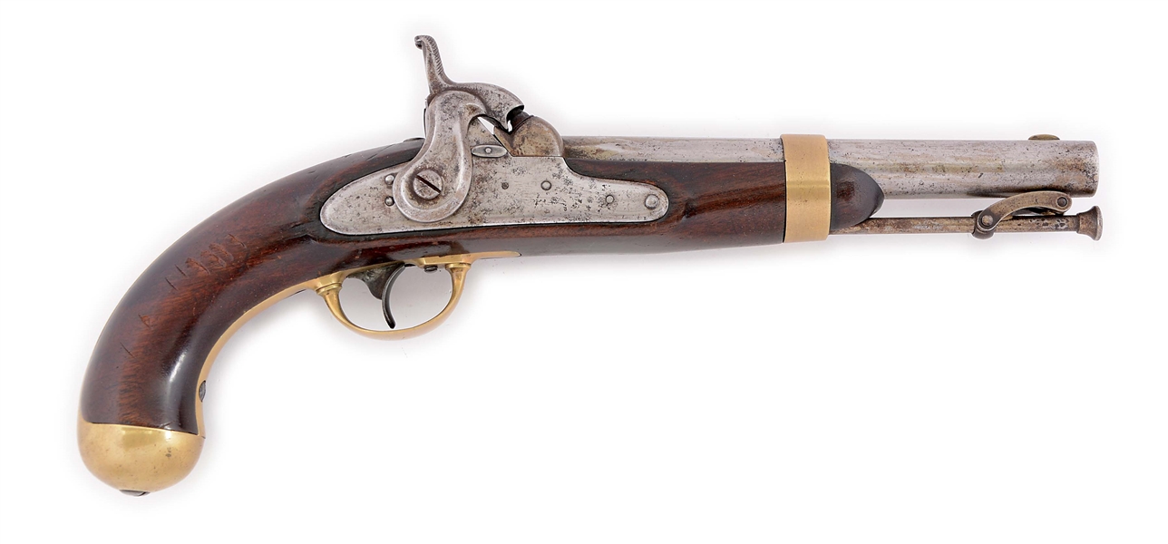 (A) A RARE US MODEL 1842 SINGLE SHOT MARTIAL PISTOL WITH ARSENAL INSTALLED AUTOMATIC PRIMER MECHANISM.