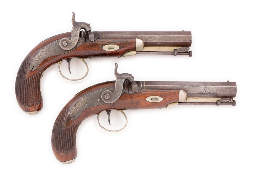 (A) LOT OF TWO: A FINE PAIR OF TRYON PHILADELPHIA BELT PISTOLS MADE FOR L.FISHER, LYNCHBURG VA CIRCA 1850.