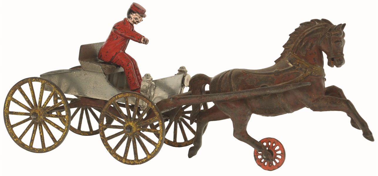 SHIMER CAST-IRON HORSE DRAWN FIRE CHIEF. 