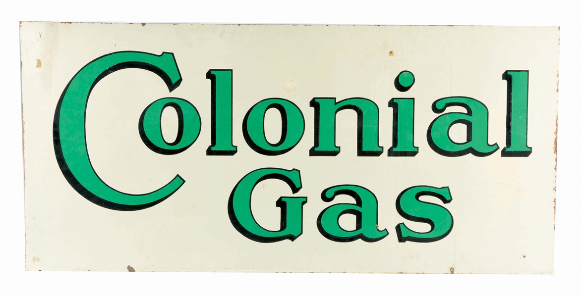 COLONIAL GAS PORCELAIN SERVICE STATION SIGN.