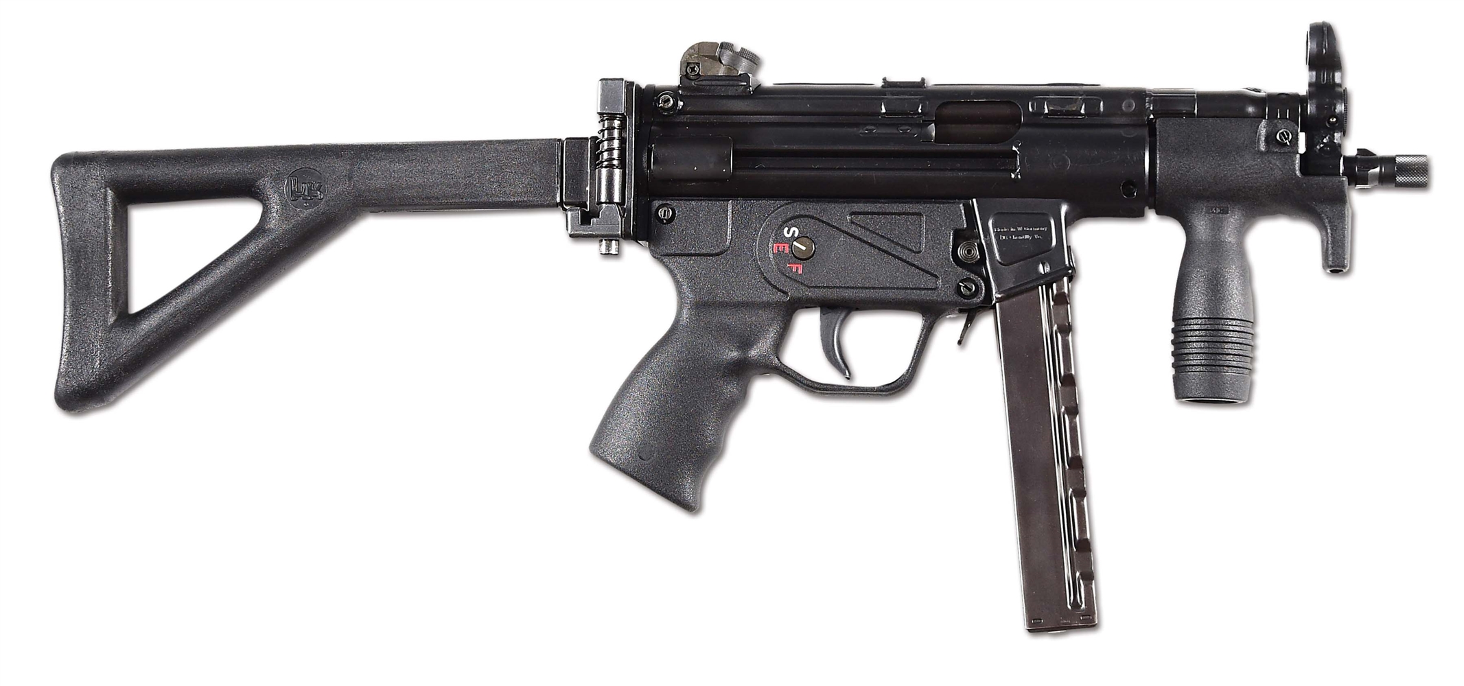 (N) VERY DESIRABLE S & H ARMS REGISTERED RECEIVER HK 94 CONVERTED TO MP5K FOLDING STOCK MACHINE GUN (FULLY TRANSFERABLE).