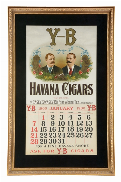 Y-B HAVANA CIGARS ADVERTISING CALENDAR.