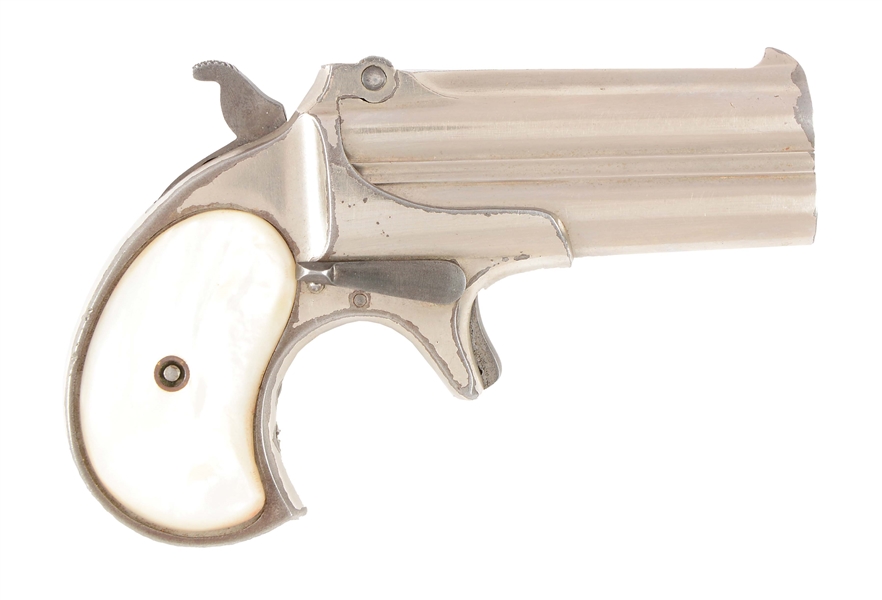 (C) FACTORY NICKEL AND PEARL REMINGTON OVER/UNDER .41 DERINGER.