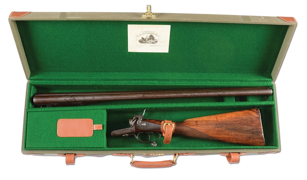 (A) BACK ACTION HAMMER SHOTGUN BY BURROWS OF PRESTON WITH CASE.