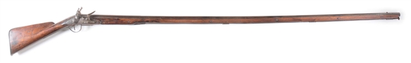 (A) A VERY RARE ENGLISH MILITARY STYLE FLINTLOCK LONG, LONG MUSKET OF BROWN BESS STYLE. ENGLISH MILITARY LOCK WITH IORDAN 1747 FOR EDWARD JORDAN 1743-1758.