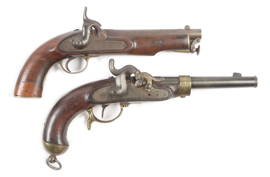(A) LOT OF TWO: COLLECTORS LOT CONSISTING OF AN 1851 POTSDAM NIPPLE PROTECTOR PERCUSSION PISTOL AND A NEPALESE USED ENGLISH COMPOSITE PISTOL OF LANCERS TYPE.