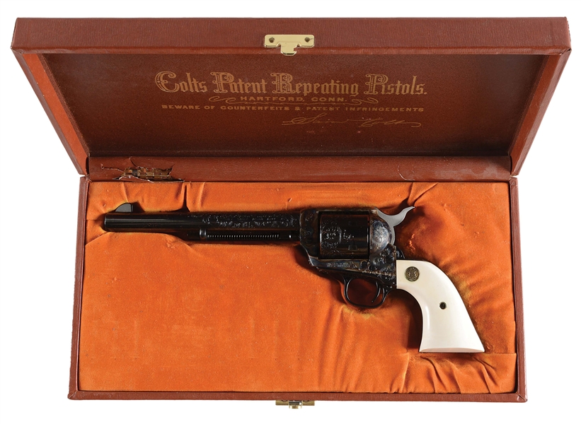 (M) CASED COLT CUSTOM SHOP FACTORY ENGRAVED SINGLE ACTION ARMY.