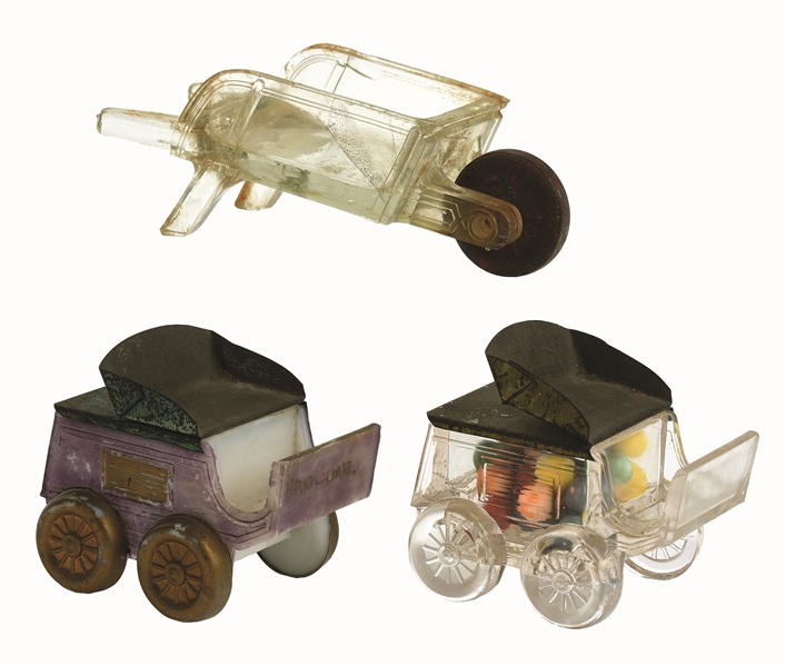 LOT OF 3: WAGON CANDY CONTAINERS.