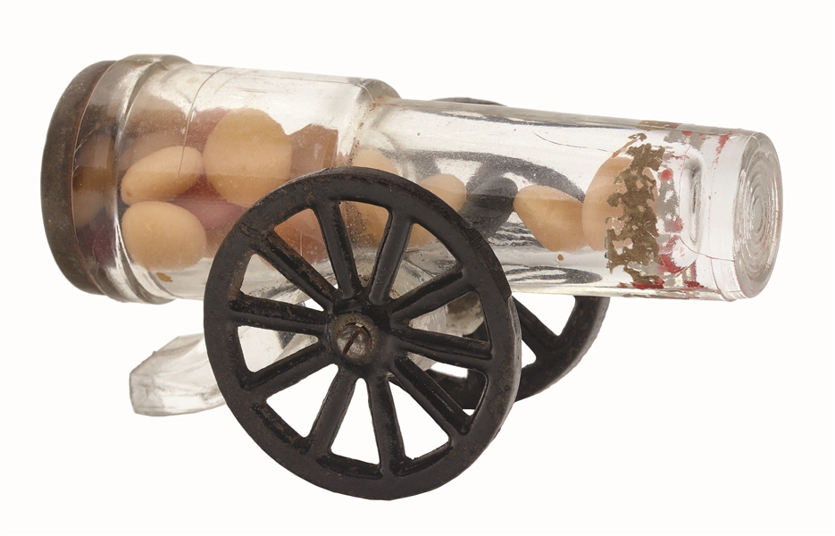 TWO-WHEEL MOUNT CANNON CANDY CONTAINER.