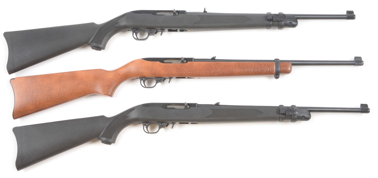 (M) LOT OF THREE: RUGER 10/22 SEMI-AUTOMATIC RIFLES.