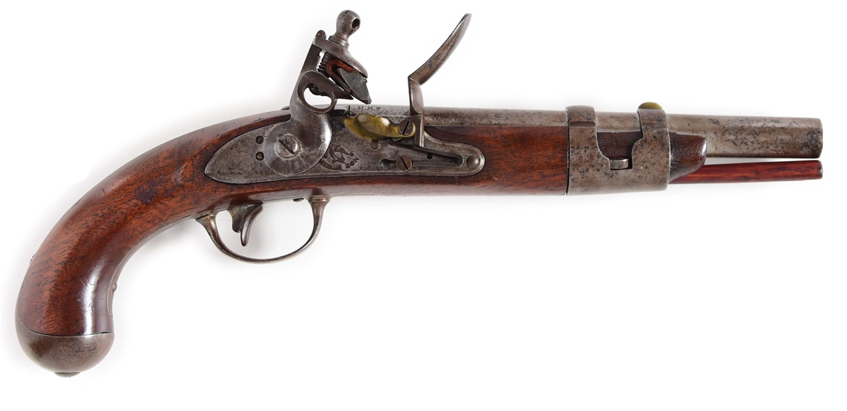 (A) A US MODEL 1816 SINGLE SHOT FLINTLOCK MARTIAL PISTOL, FIRST TYPE, S. NORTH, MIDDLETON CONN.