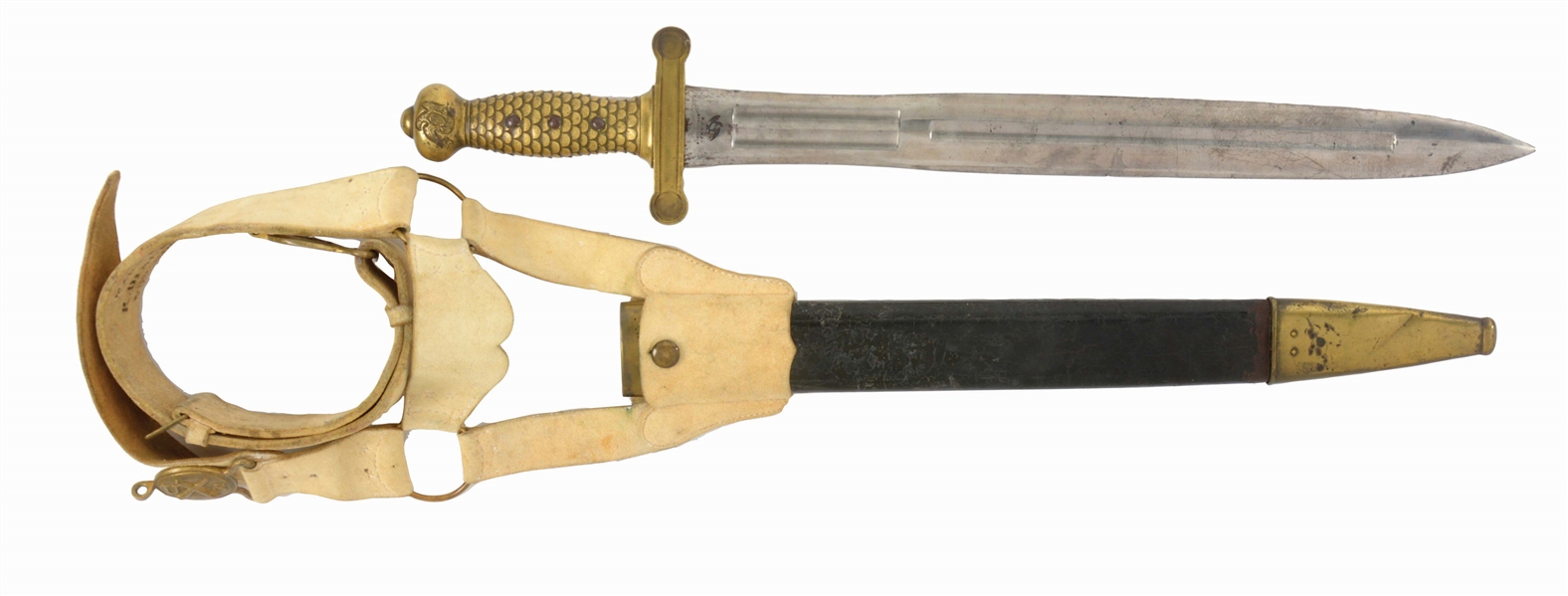 AMES FOOT ARTILLERY SWORD MODEL 1832, HUSE HILT, DINGEE MARKED BELT