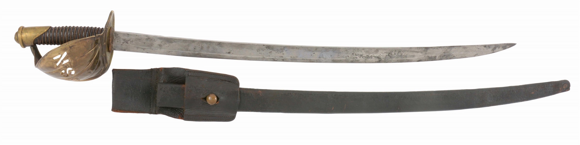 RARE U.S. MODEL 1860 NAVAL OFFICERS CUTLASS WITH SCABBARD.
