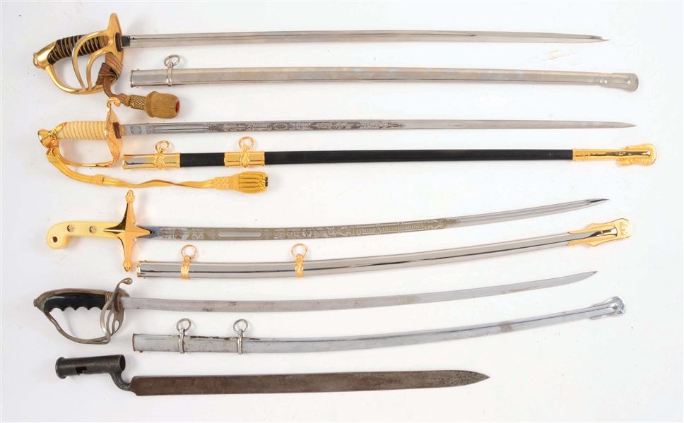 LOT OF 5: SWORDS AND BAYONET.