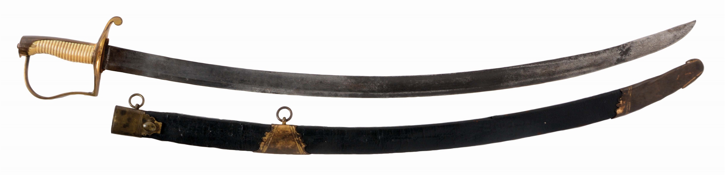 FINE RARE AND EARLY FEDERAL PERIOD CAVALRY OFFICERS SABER BY WELLS & CO., WITH SCABBARD.