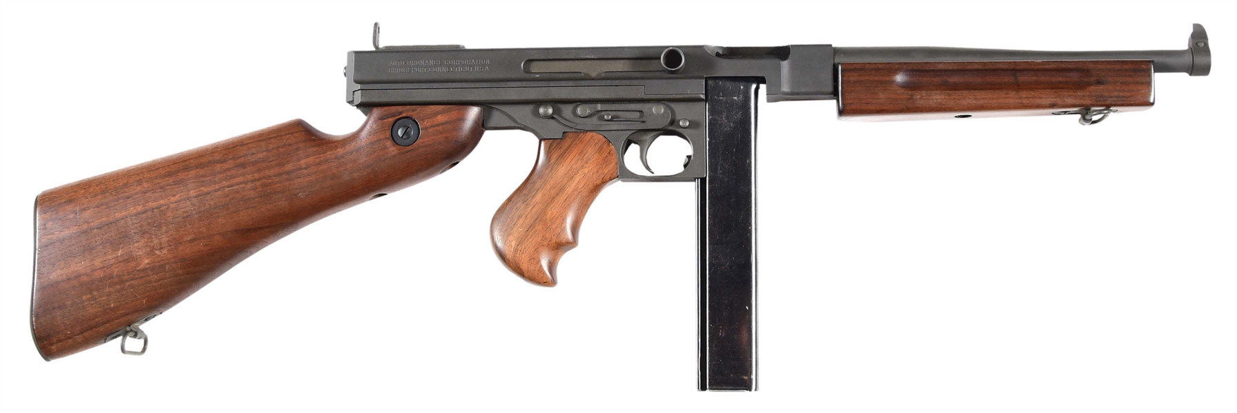 (N) SCARCE M1 MODEL THOMPSON MACHINE GUN FROM WORLD WAR II ERA (CURIO AND RELIC).