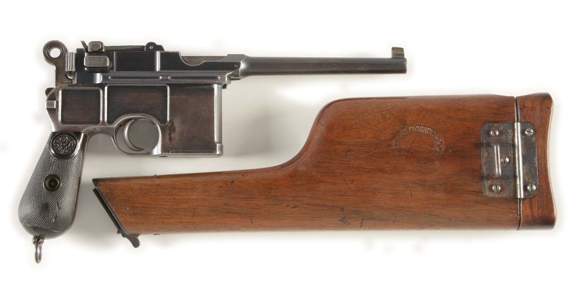 (A) EARLY TRANSITIONAL LARGE RING MAUSER C96 SEMI AUTOMATIC PISTOL WITH STOCK.