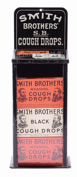 SMITH BROTHERS COUGH DROPS TIN-LITHO ADVERTISING DISPLAY.