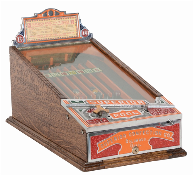 1¢ KEENEY & SONS "SUPERIOR POOL" TABLETOP GAME.