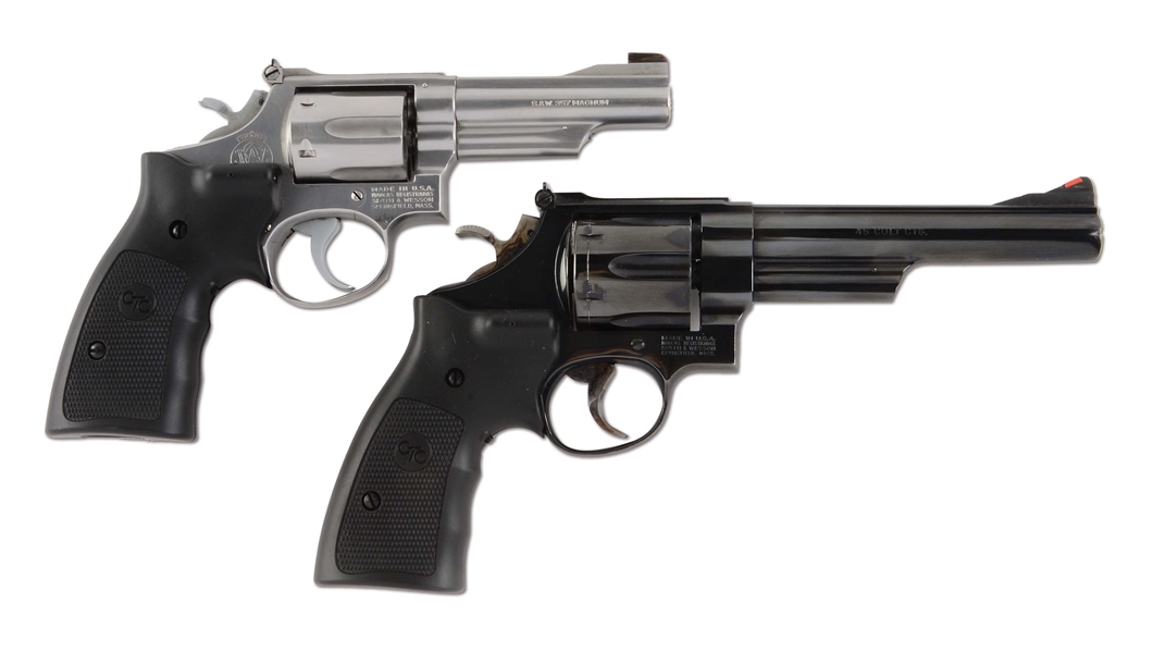 (M) LOT OF TWO SMITH & WESSON REVOLVERS: MODEL 66 STAINLESS .357 MAGNUM & MODEL 25-9 BLUED .45 LONG COLT REVOLVERS.