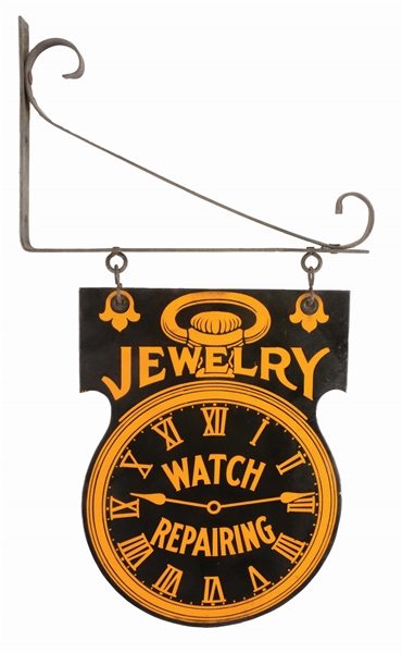 DIE-CUT PORCELAIN DOUBLE-SIDED JEWELRY ADVERTISING SIGN.