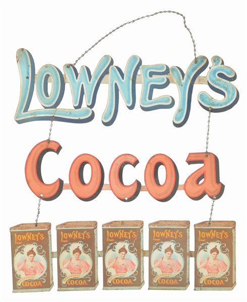 LOWNEYS COCOA THREE-PIECE SIGN.