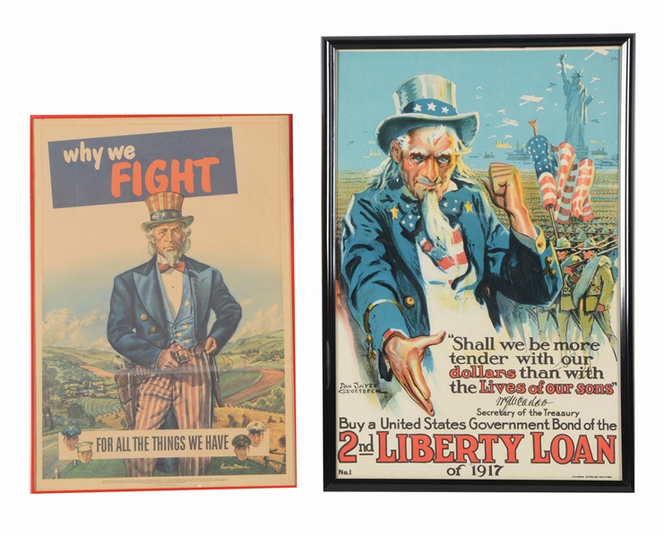 LOT OF 2: UNCLE SAM RECRUITING POSTERS FRAMED.