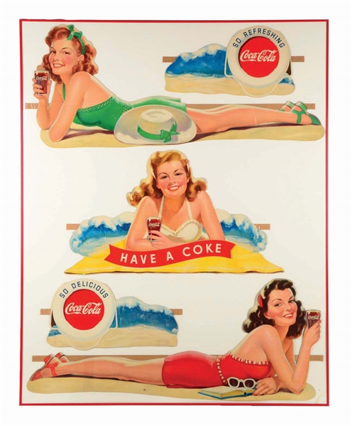 1946 COCA-COLA BATHING GIRLS BACKBAR DISPLAY.