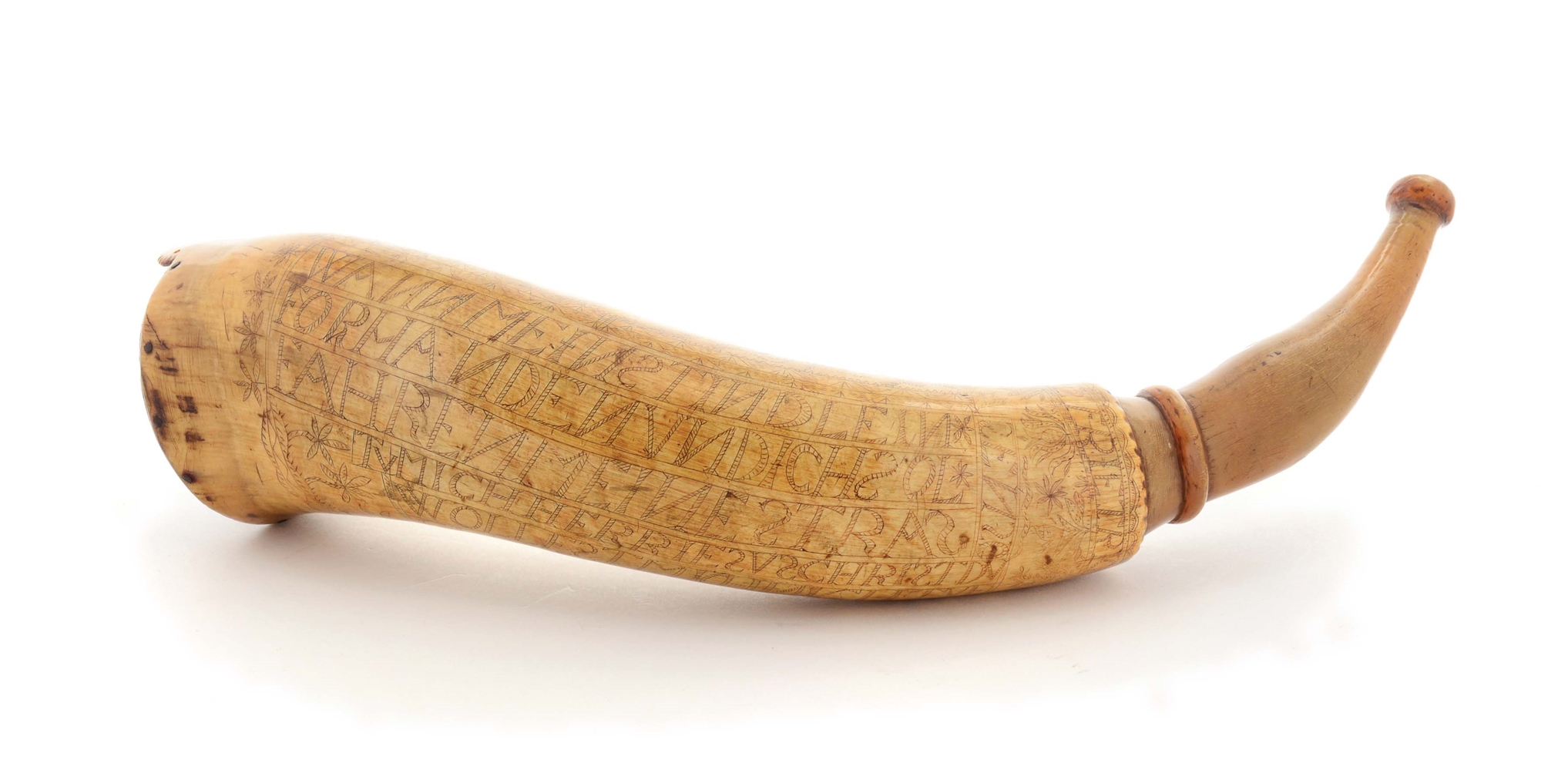 IMPORTANT AND DOCUMENTED ENGRAVED NEW YORK POWDER HORN OF FRIETRICH LEPPERT.