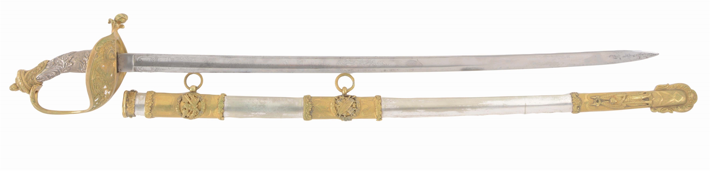 FINE PRESENTATION SABER OF MAJOR JAMES GIVEN, 7TH PA CAVALRY.
