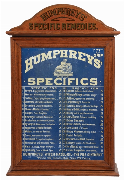 HUMPHREYS SPECIFICS STORE DISPLAY CABINET.