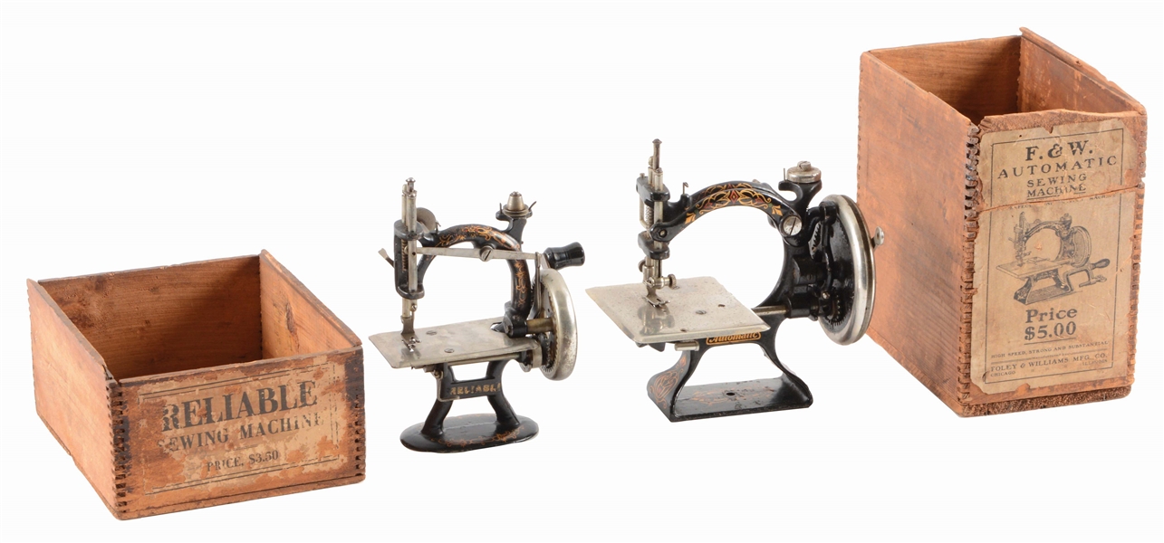 LOT OF 2: RELIABLE AND F & W SEWING MACHINES.
