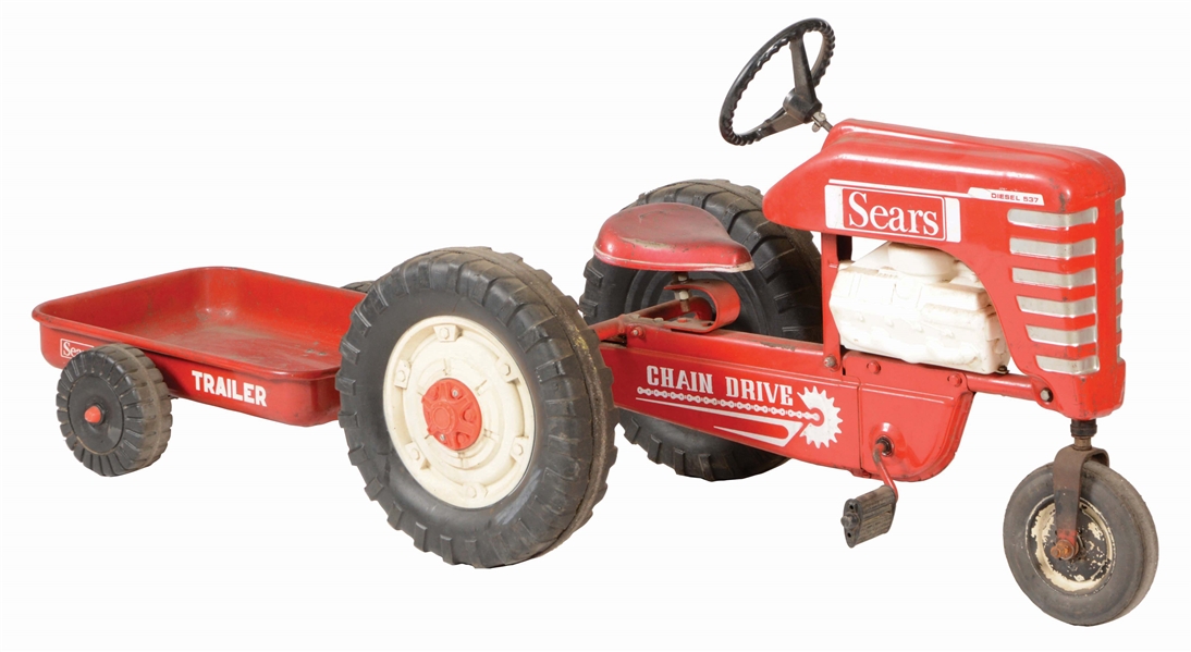 SEARS PEDAL TRACTOR WITH TRAILER.