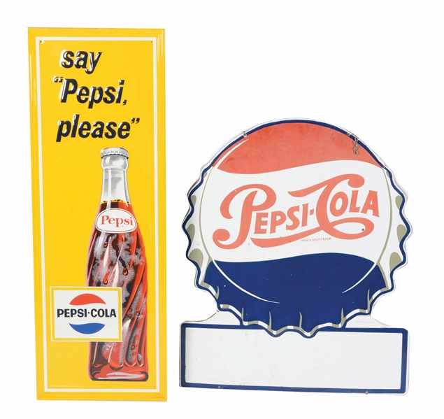 LOT OF 2: PEPSI-COLA ADVERTISING SIGNS.