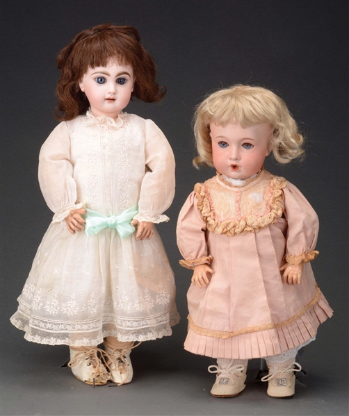 LOT OF 2: OPEN MOUTH FRENCH BISQUE DOLLS.