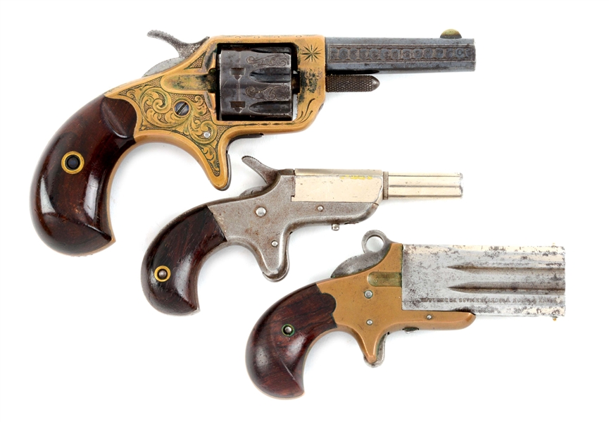 (A) LOT OF THREE: THREE ANTIQUE POCKET PISTOLS FROM COLT, FOREHAND AND WADSWORTH, AND FRANK WSSON.