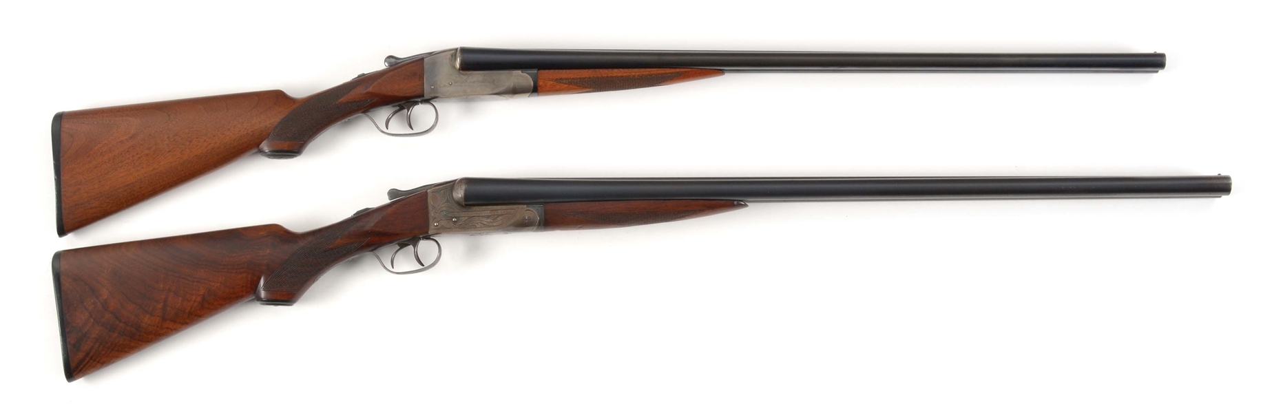 (C) LOT OF TWO: TWO ITHACA FLUES GRADE 1 SIDE BY SIDE SHOTGUNS.