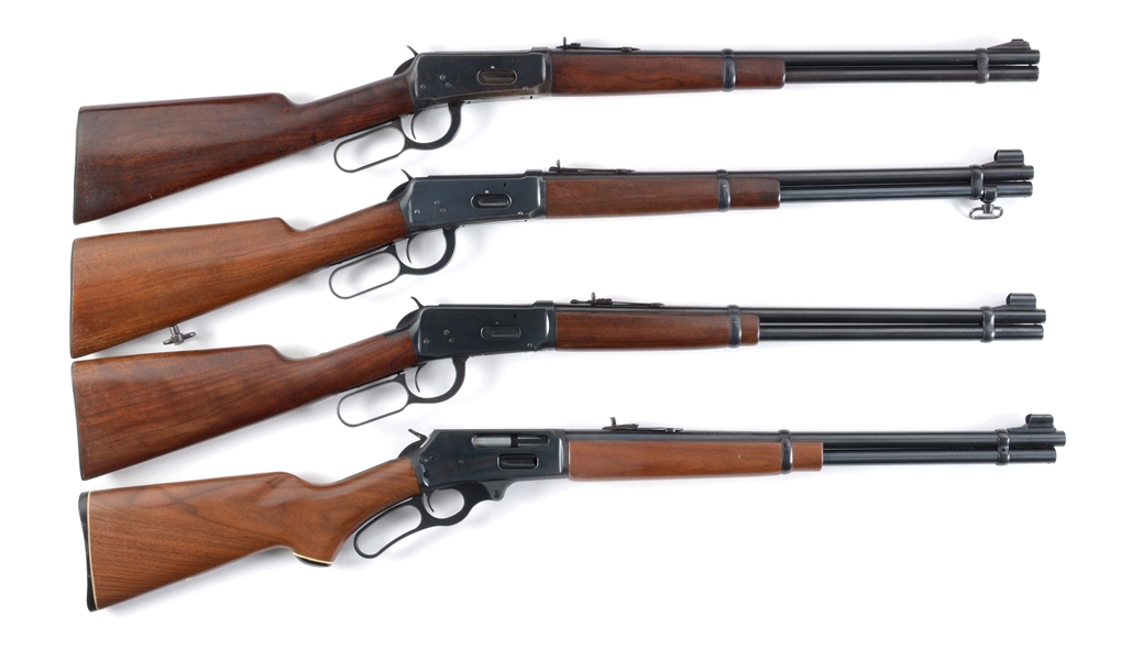 (M) LOT OF FOUR LEVER ACTION RIFLES: THREE WINCHESTER 1894 .30-30 AND ONE MARLIN 336 .30-30