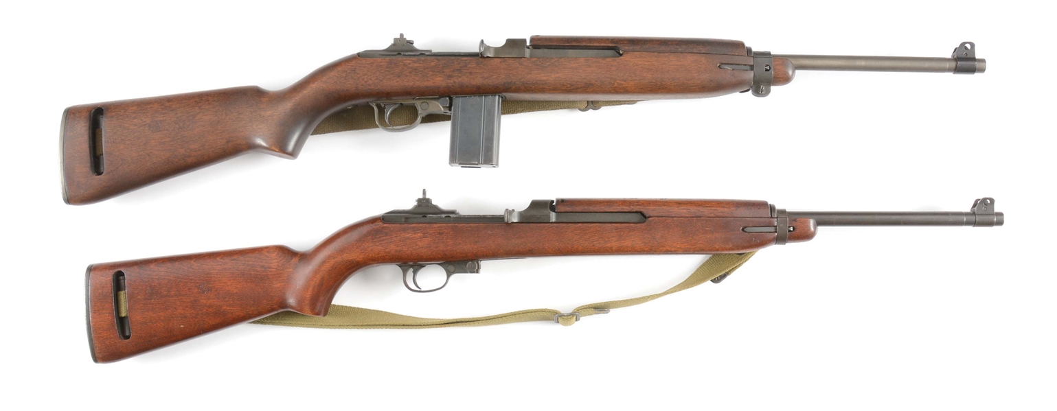 (C) LOT OF TWO WORLD WAR II M1 CARBINES: INLAND AND IBM. 