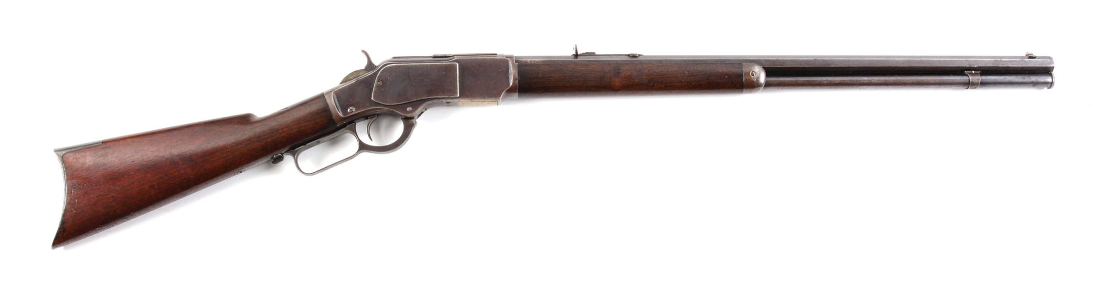 (A) WINCHESTER 1873 LEVER ACTION RIFLE IN .22 SHORT.