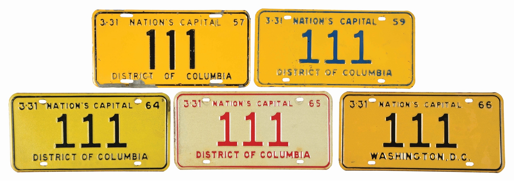GROUP OF 5 DC VICE PRESIDENTS LICENSE PLATES.